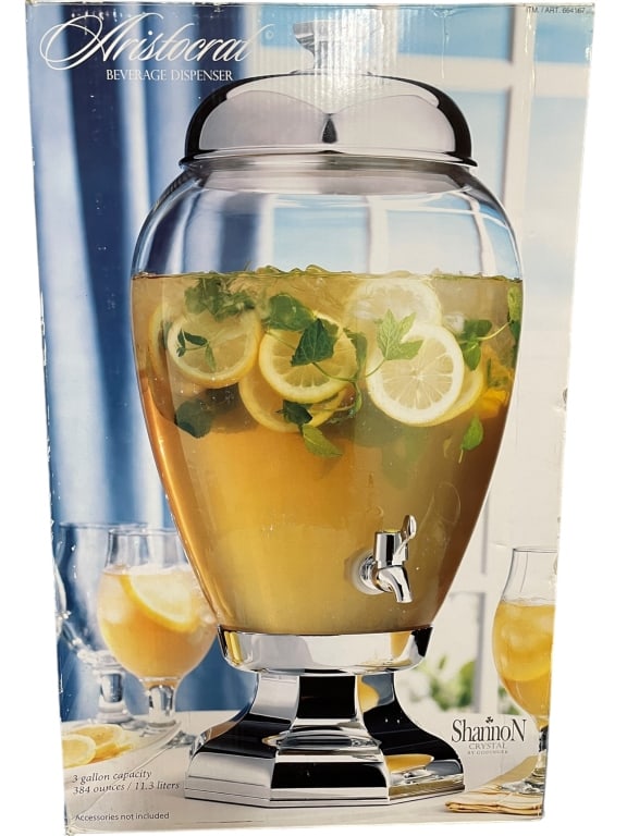 NIB! ARISTOCRACT CRYSTAL BEVERAGE DISPENSER 3GAL. (1 of 2)