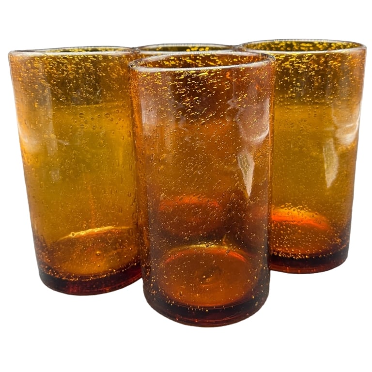 VTG ARTLAND HIGHBALL AMBER BUBBLE GLASSES (1 of 4)