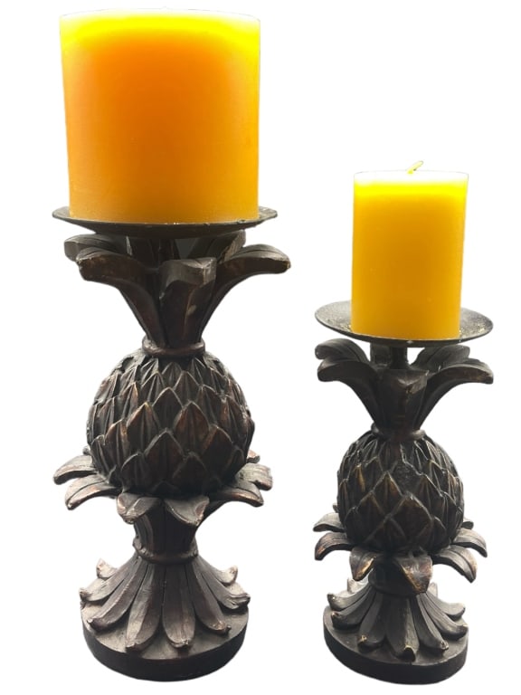 PAIR OF SAN PACIFIC PINEAPPLE CANDLE HOLDERS (1 of 5)