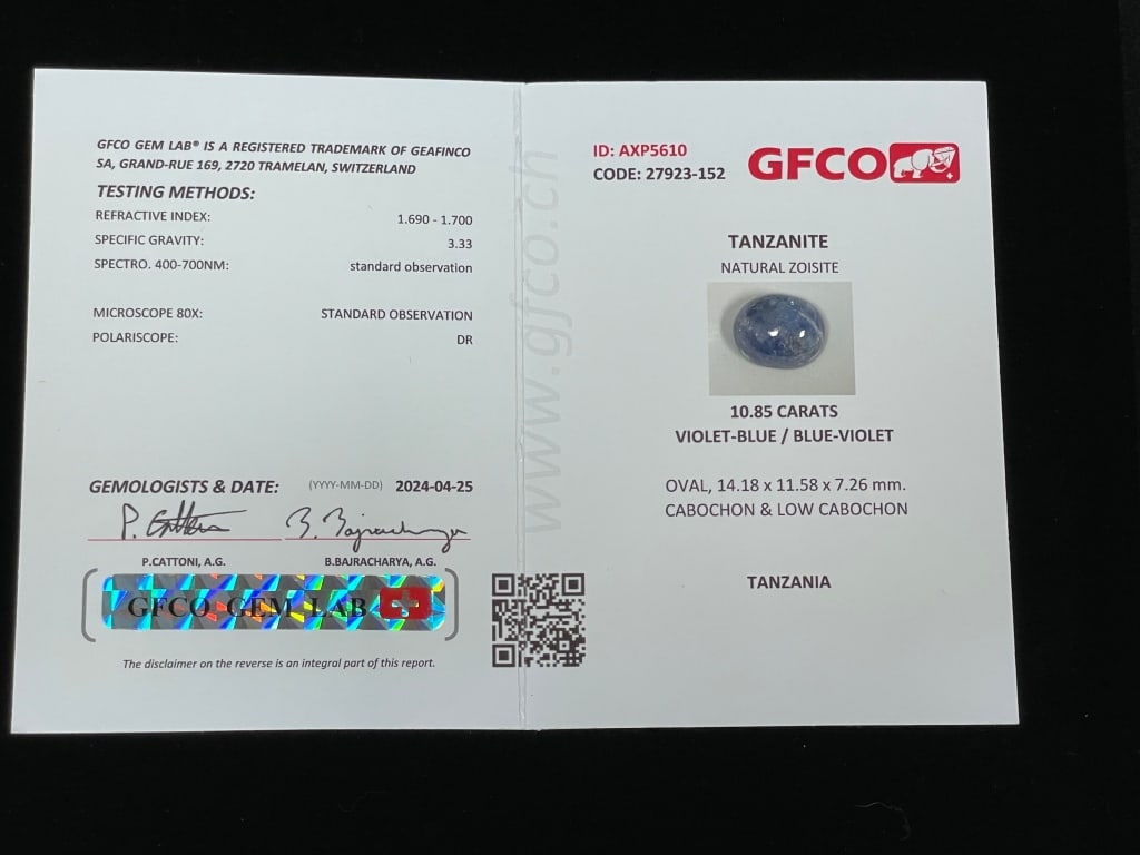 10.85CT CABOCHON TANZANITE GEMSTONE $600 RETAIL (1 of 2)