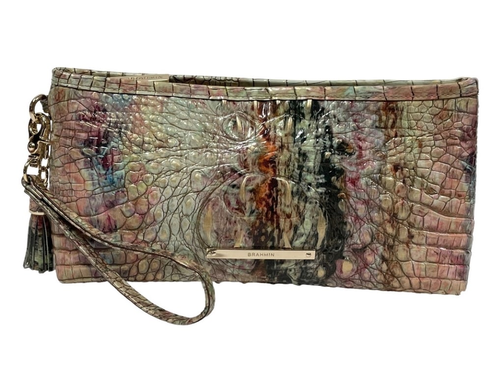 BRAHMIN CROCODILE EMBOSSED LEATHER CLUTCH PURSE (1 of 7)