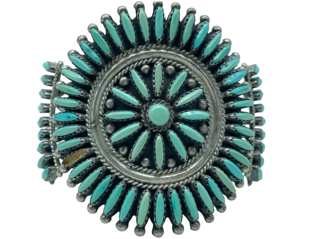 CHARLES JOHN  STERLING & TURQUOISE BRACELET (1 of 5)