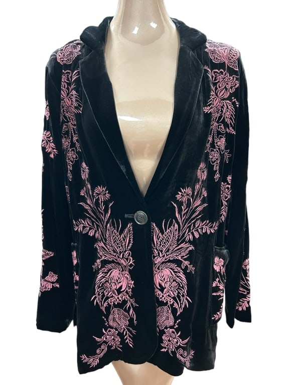 JOHNNY WAS WORKSHOP VELVET EMBROIDERED JACKET M (1 of 5)