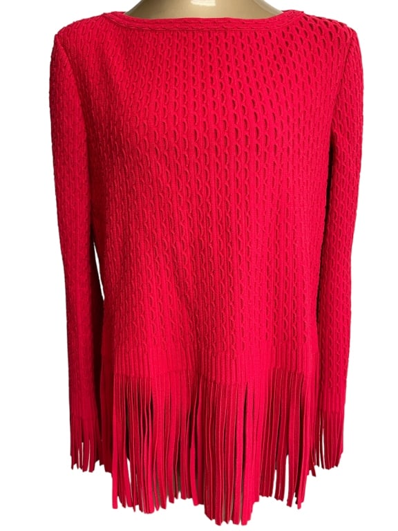 ALAIA PARIS RED FRINGE SWEATER SZ 38 (1 of 3)