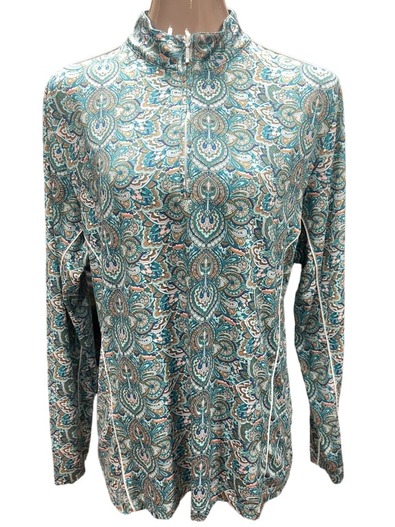 PETER MILLAR ZIP PULLOVER PAISLEY GOLF SHIRT (1 of 4)