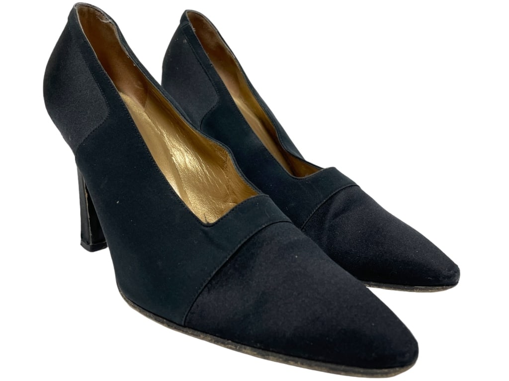 YVES SAINT LAURENT BLACK SILK WOMEN'S HEELS 9 (1 of 8)