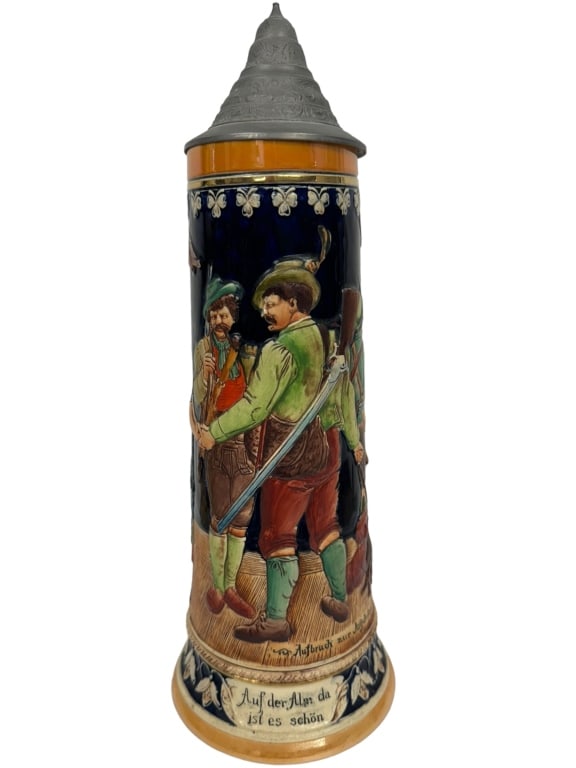 VINTAGE GERMAN HAND PAINTED BEER STEIN MUG: VINTAGE GERMAN HAND PAINTED BEER STEIN MUG -VERY GOOD PREOWNED CONDITION -SB