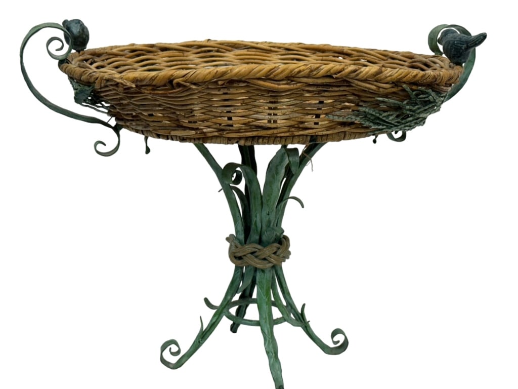 WOVEN BASKET WICKER PLANT STAND (1 of 5)