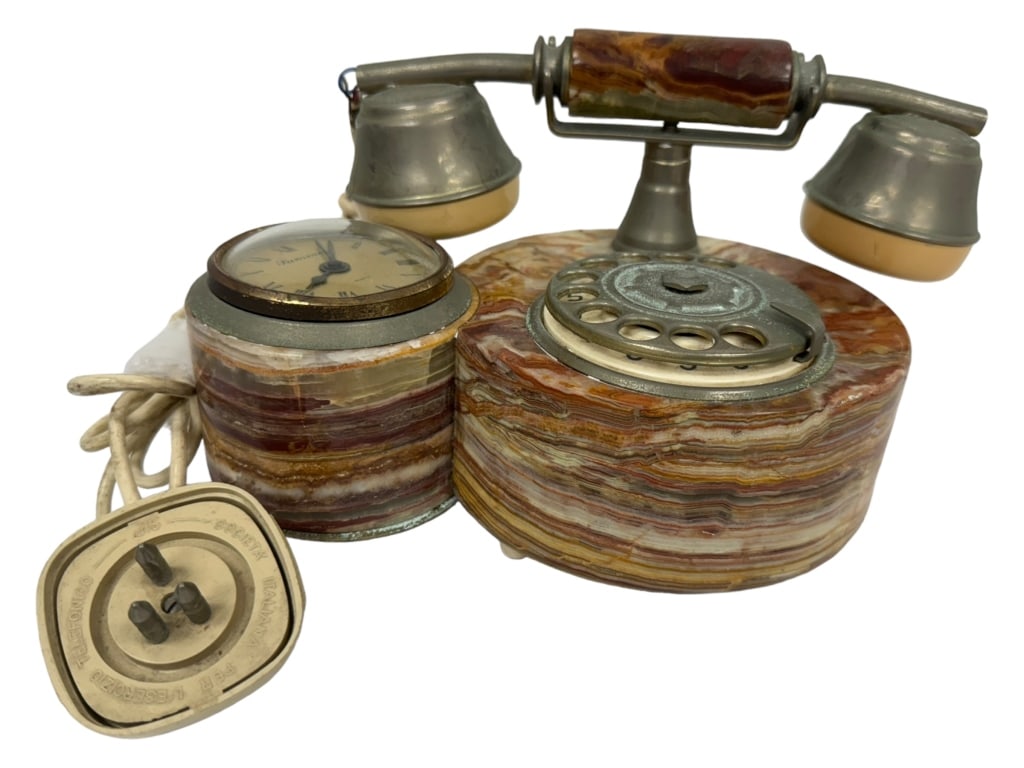 MID CENTURY ITALIAN ONYX ROTARY PHONE: MID CENTURY ITALIAN ONYX ROTARY PHONE -VERY GOOD PREOWNED CONDITION
