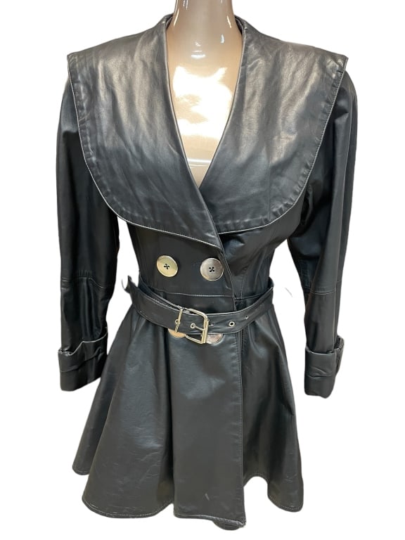 OUTERWEAR BY PHOENIX BLACK BELTED BUTTON JACKET (1 of 4)