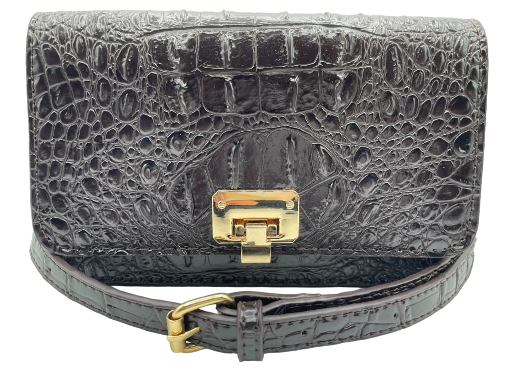 COFFEE ALLIGATOR PATTERN SHOULDER BAG (1 of 6)