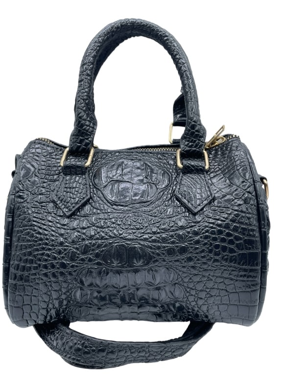 BLACK ALLIGATOR PATTERN SHOULDER BAG (1 of 5)