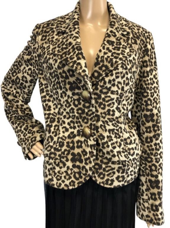 DONNA BUCHMAN LEOPARD PRINT JACKET SZ 12 (1 of 4)