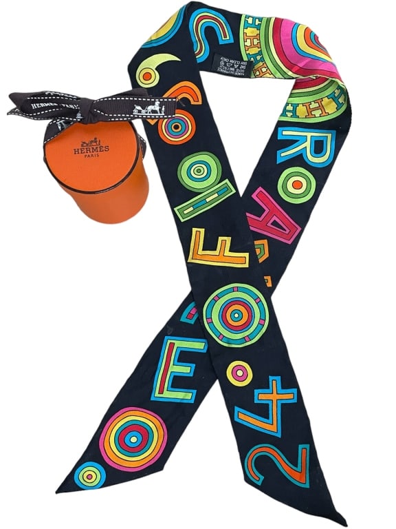 HERMES MULTICOLOR SILK TOHU BOHU TWILLY SCARF (1 of 4)