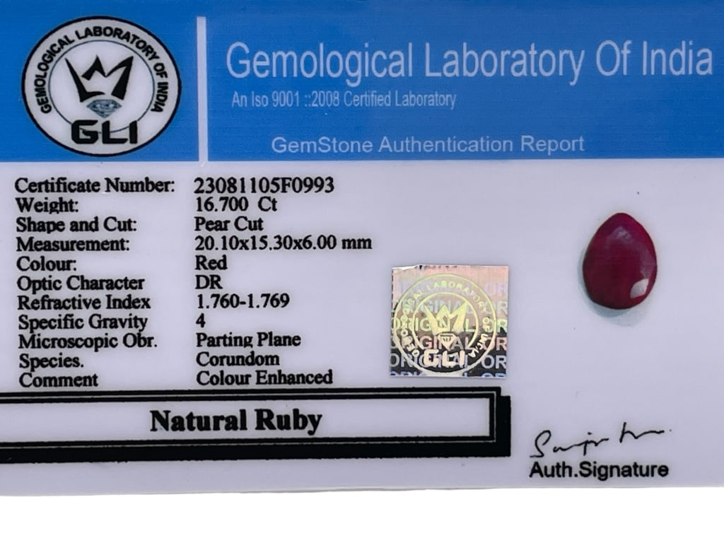 GLI 16.700 CT NATURAL RUBY GEMSTONE (1 of 3)