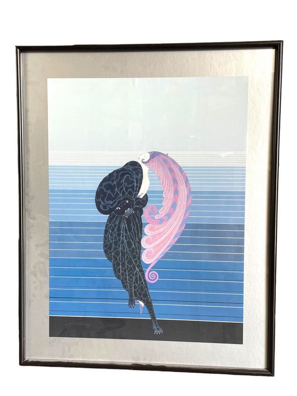 ERTE "BEAUTY AND THE BEAST" ART DECO PRINT 36": ERTE "BEAUTY AND THE BEAST" ART DECO PRINT -36" X 29" APPROX -GOOD PRE OWNED CONDITION, MINOR WEAR -DP51524 Bidders may pick up their items from the auction-house or have their items shipped. S