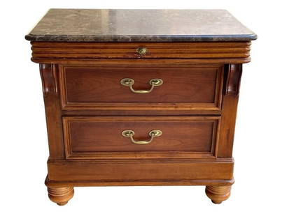 NAUTICA HOME LEXINGTON SIDE TABLE DRESSER 30": NAUTICA HOME BY LEXINGTON SIDE TABLE DRESSER WITH WRITING TABLET AND STONE TOP | COASTAL MODERN HOME DECOR -28" X 30" X 18" APPROX -GOOD PRE OWNED CONDITION -DP4523 Bidders may pick up their it