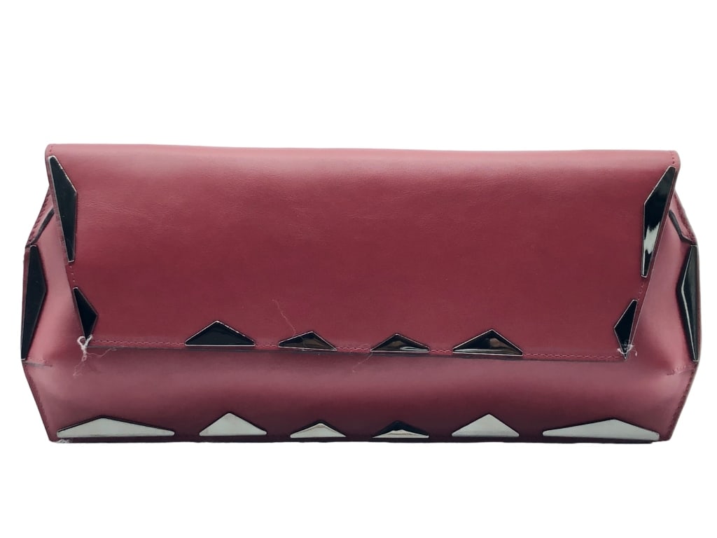 NEW GEORGE ANGELOPOULOS RED LEATHER CLUTCH $995: - NEW GEORGE ANGELOPOULOS RED LEATHER CLUTCH $995 - MADE IN ITALY | COMES WITH DUSTBAG, WIPE, AND TAG - GF 11/7/23 Bidders may pick up their items from the auction-house or have their items shi