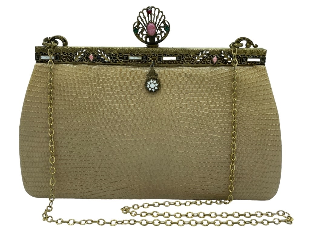 JACOMO PARIS OSTRICH  LEATHER CLUTCH HANDBAG (1 of 10)