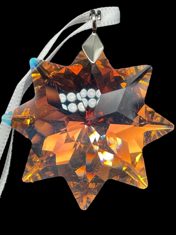 SWAROVSKI HOLIDAY GOLDEN AMBER CRYSTAL STAR: SWAROVSKI HOLIDAY GOLDEN AMBER CRYSTAL STAR -VERY GOOD PRE-OWNED CONDITION WITH BOX
