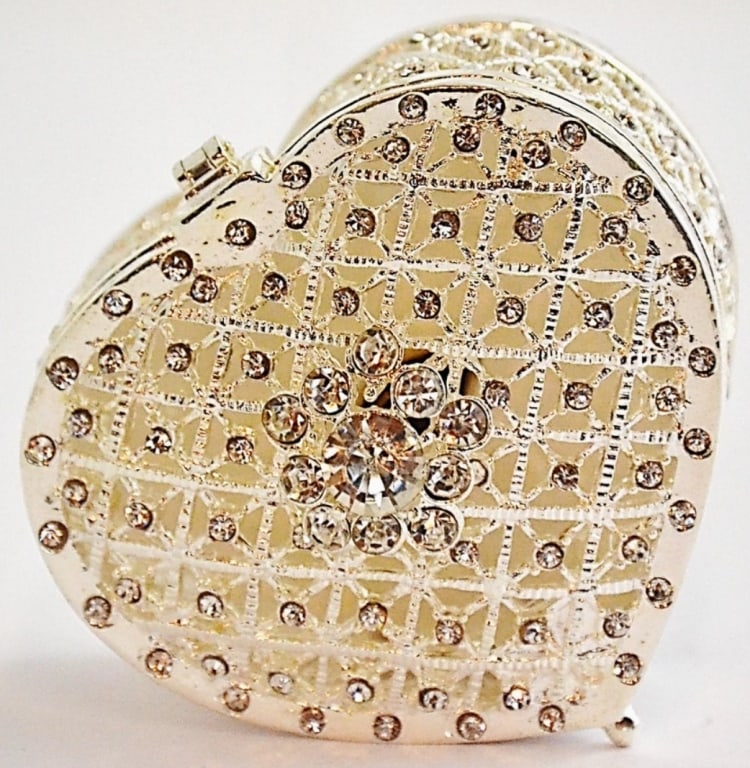 JAY STRONGWATER STYLE SILVER HEART TRINKET BOX (1 of 4)