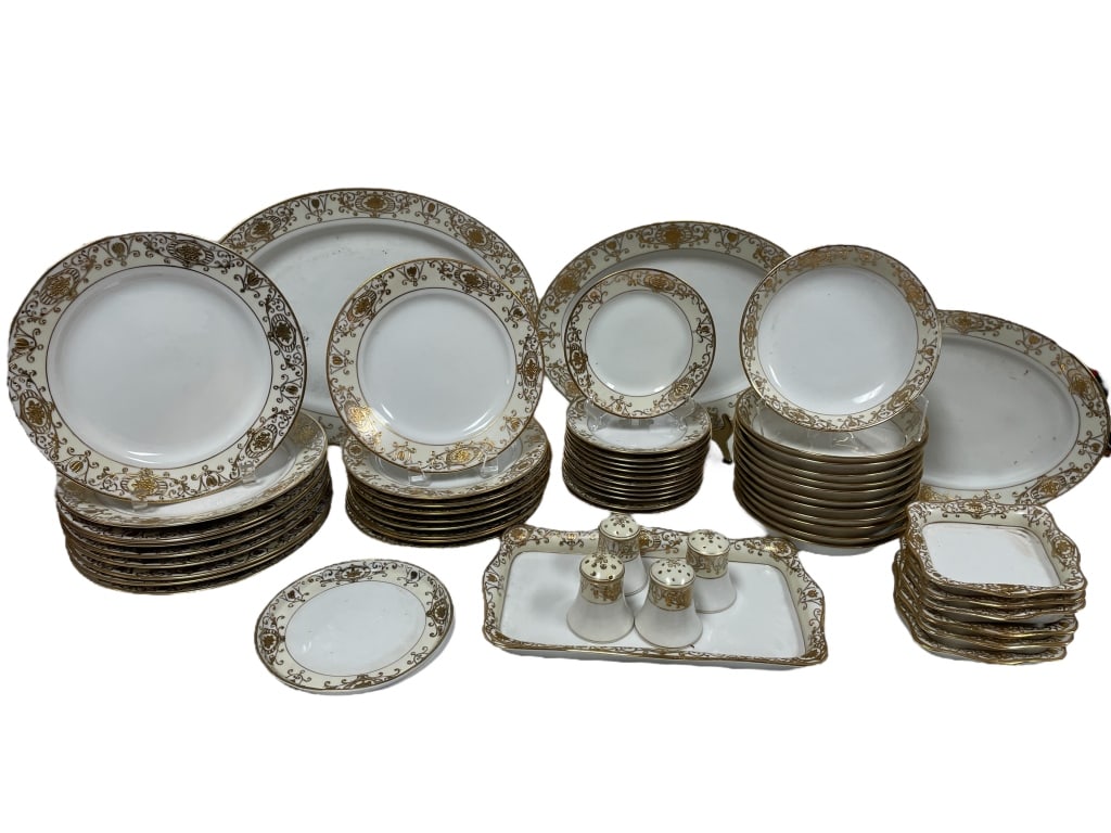 NORITAKE 56 PIECE GOLD TRIMMED CHINA  SET (1 of 14)