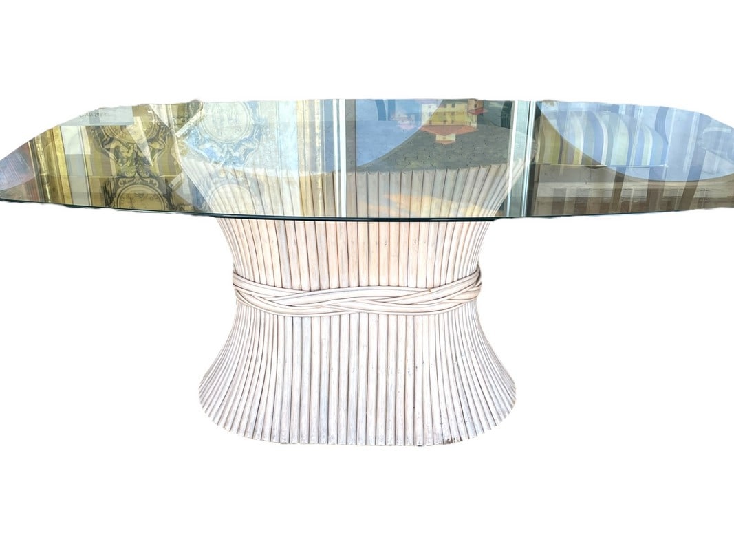 McGUIRE SHEAF OF WHEAT RATTAN DINING TABLE (1 of 6)