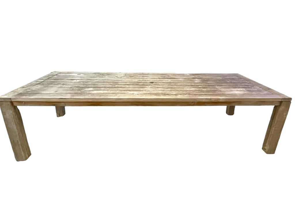 LARGE FORTUNOFF TEAK OUTDOOR DINING TABLE 118" (1 of 16)