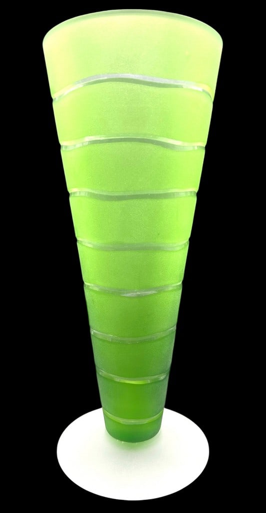 SASAKI GREEN FROSTED CRYSTAL VASE 13" (1 of 6)