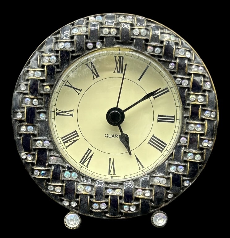 VINTAGE RHINESTONE QUARTZ ALARM CLOCK (1 of 4)