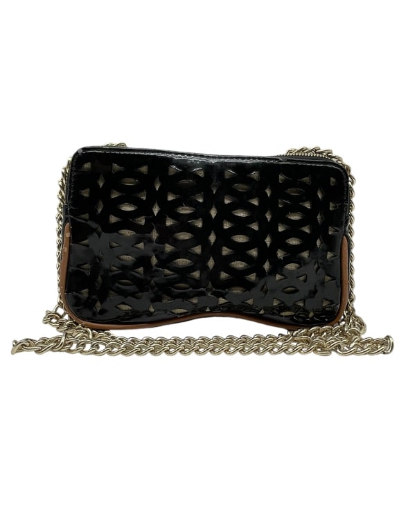 BLACK PATENT HANDBAG CUTOUT DBL CHAIN STRAP (1 of 7)
