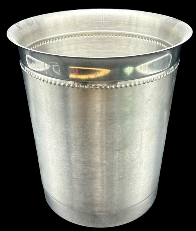 BEADED METAL WASTE BASKET: BEADED METAL WASTE BASKET 9" TALL APPROX GOOD PREOWNED CONDITION KK 9/11 #28