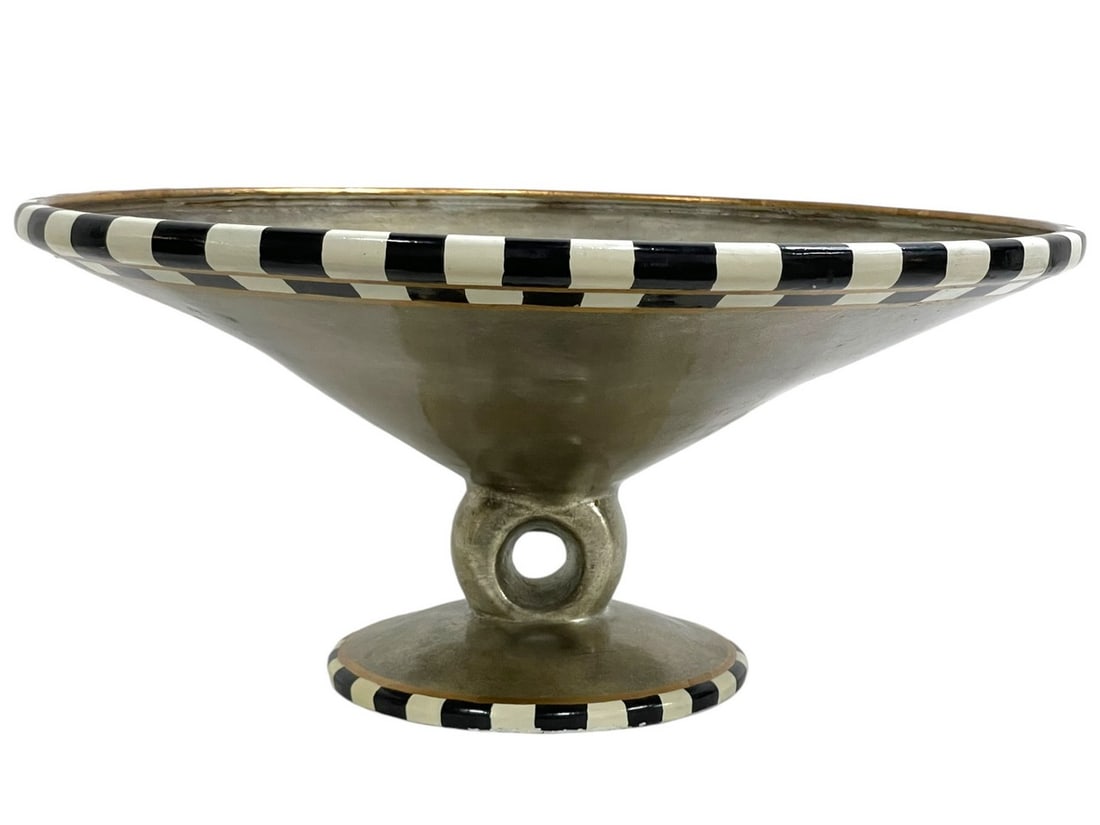 MACKENZIE CHILDS STYLE CENTERPIECE FOOTED BOWL 18" (1 of 9)