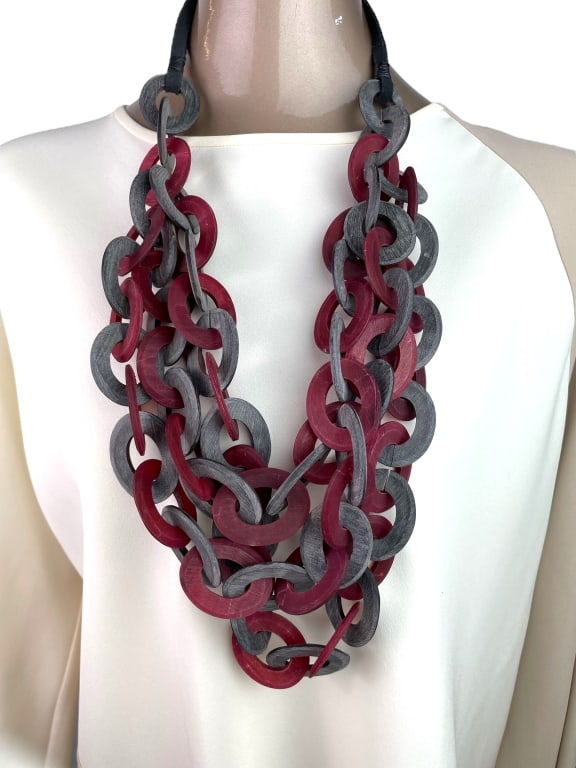 VINTAGE OVAL RINGS STATEMENT NECKLACE 16" (1 of 5)