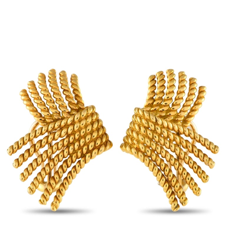 TIFFANY & CO. SCHLUMBERGER 18K CLIP ROPE EARRINGS (1 of 4)