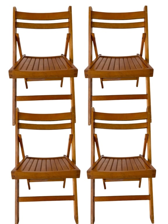 4 INDOOR OUTDOOR TEAK WOOD SLAT FOLDING CHAIRS (1 of 5)