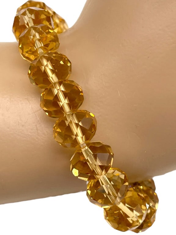 AMBER COLORED ADJUSTABLE BRACELET ONE SIZE ELASTIC (1 of 5)