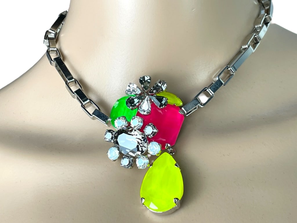 NEW PHILLIPE FERRANDIS STATEMENT NECKLACE $350 9" (1 of 4)