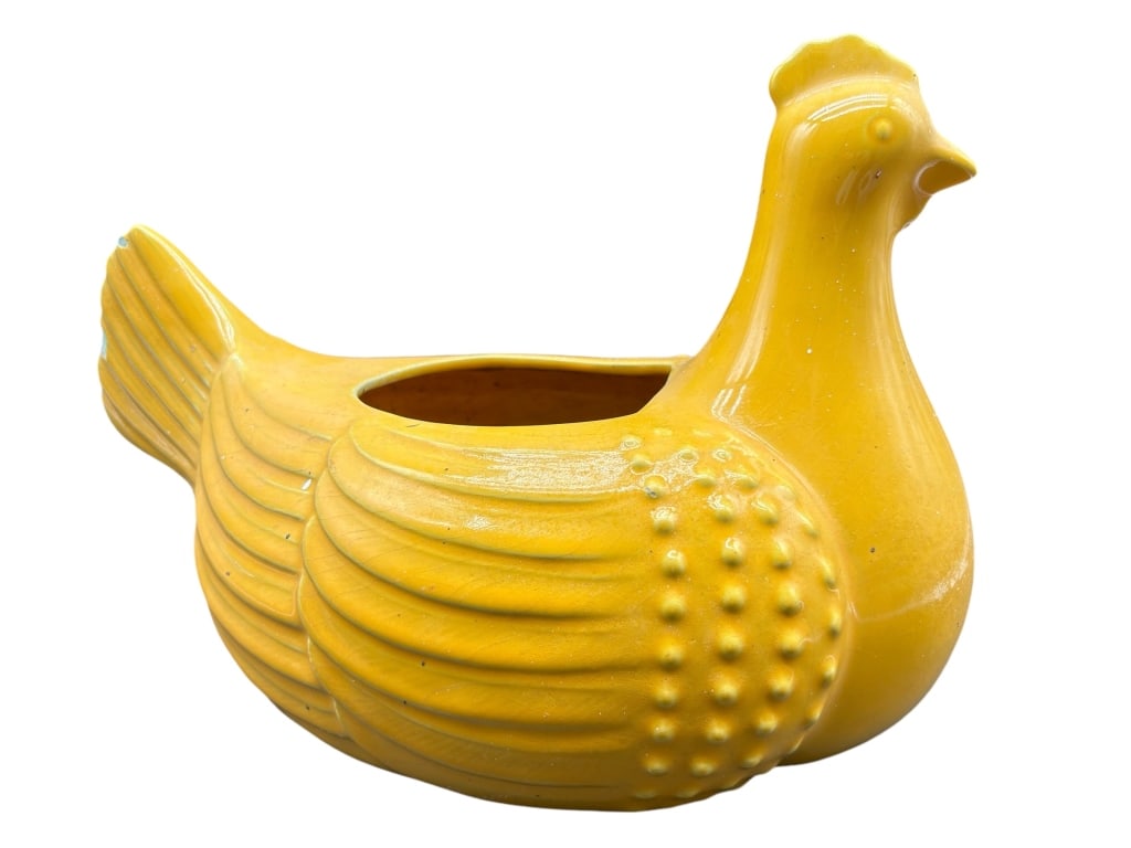 YELLOW CERAMIC HEN PLANTER 15" (1 of 4)