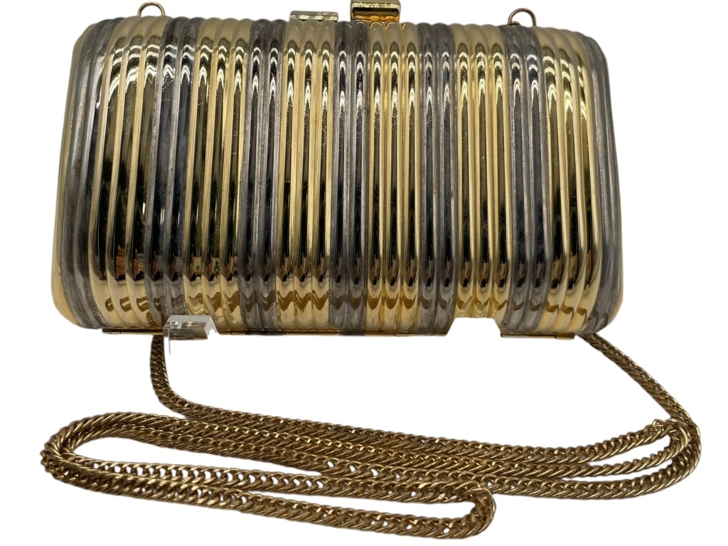 GOLD & SILVER EVENING HANDBAG METALIC 6" X 4" (1 of 6)