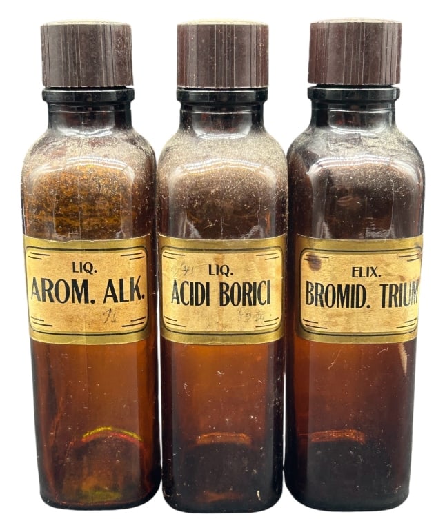 AMBER APOTHECARY MEDICINE BOTTLES 9" (1 of 5)