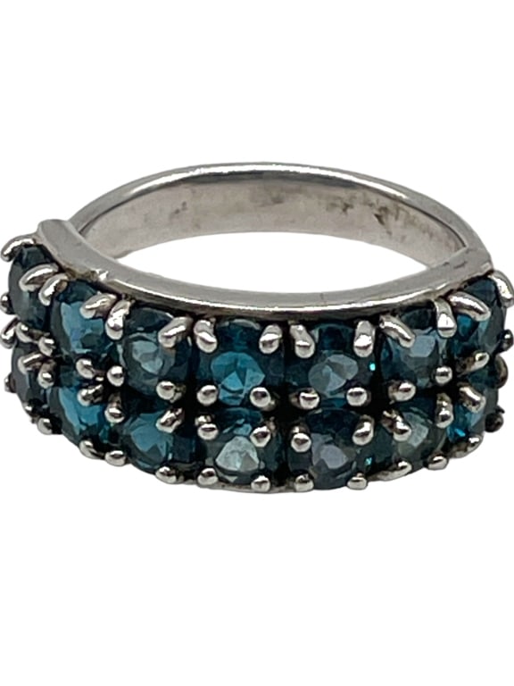 STERLING SILVER BLUE GEMSTONE RING SIZE 8.5 (1 of 5)