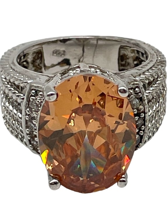 STERLING SILVER GEMSTONE PINK GEMSTONE RING SZ 7 (1 of 5)