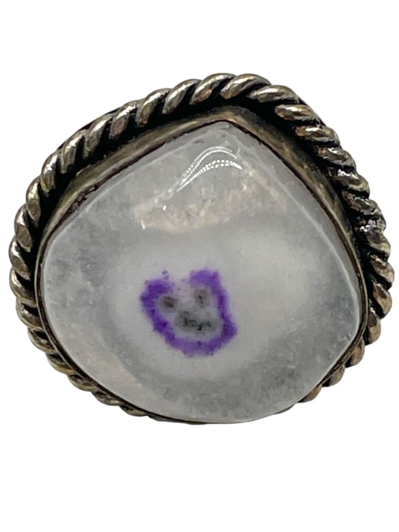 STERLING SILVER & MOONSTONE CABOCHON RING SIZE 8.5 (1 of 5)