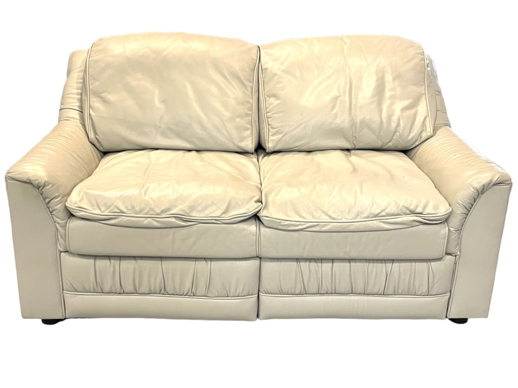CONTEMPORARY LEATHER DOUBLE RECCLINER SOFA (1 of 9)