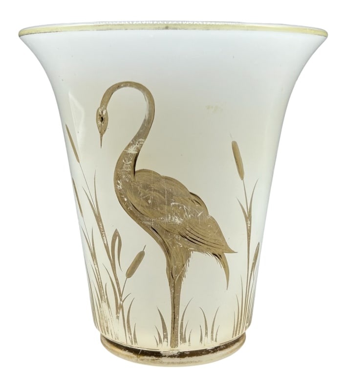 CLAMBROTH FER-LUX by BEAUMONT GLASS CRANE VASE (1 of 4)