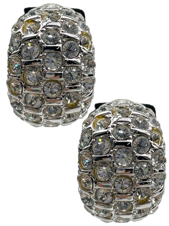 ST JOHN RHINESTONE SILVER EARRINGS CLIP (1 of 3)