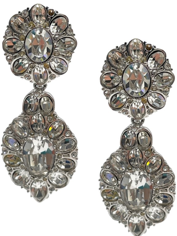 ST JOHN SWAROVSKI CRYSTAL DANGLE EARRINGS 2.75" (1 of 4)