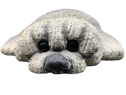 ORIGINAL LOU RANKIN CONCRETE SHEEP DOG: ORIGINAL LOU RANKIN CONCRETE SHEEP DOG -HAND PAINTED -HAND SCULPTED -GREAT GIFT IDEA -JH061224