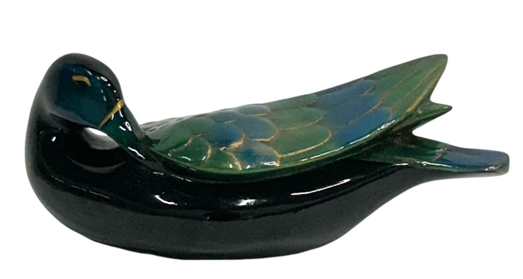 FRENCH AQUA & BLACK LACQUER MALLARD DUCK (1 of 4)